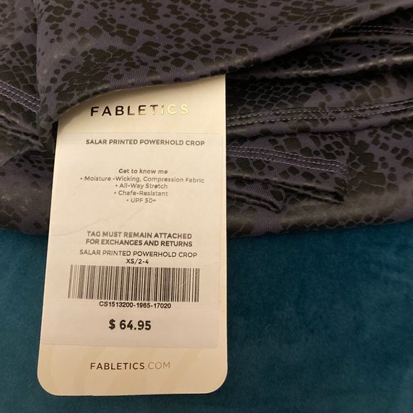 NWT Brand New Fabletics XS/2-4 Salar Printed Powerhold Crop Leggings - Picture 4 of 4